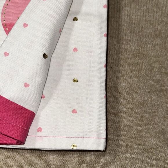 CR Valentine’s Day Pink White Metallic Gold Cotton Tea Kitchen Towels 3 Pack - Picture 7 of 10